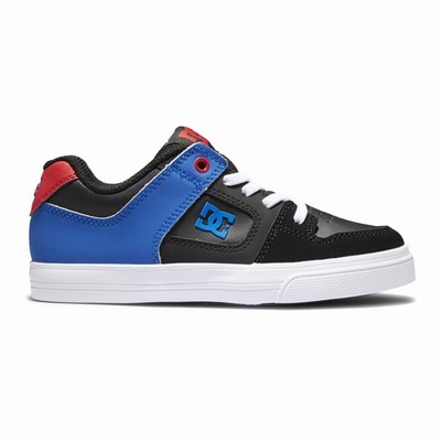 DC Pure Elastic Kid's Black/Blue Skate Shoes Australia Sale CKG-543